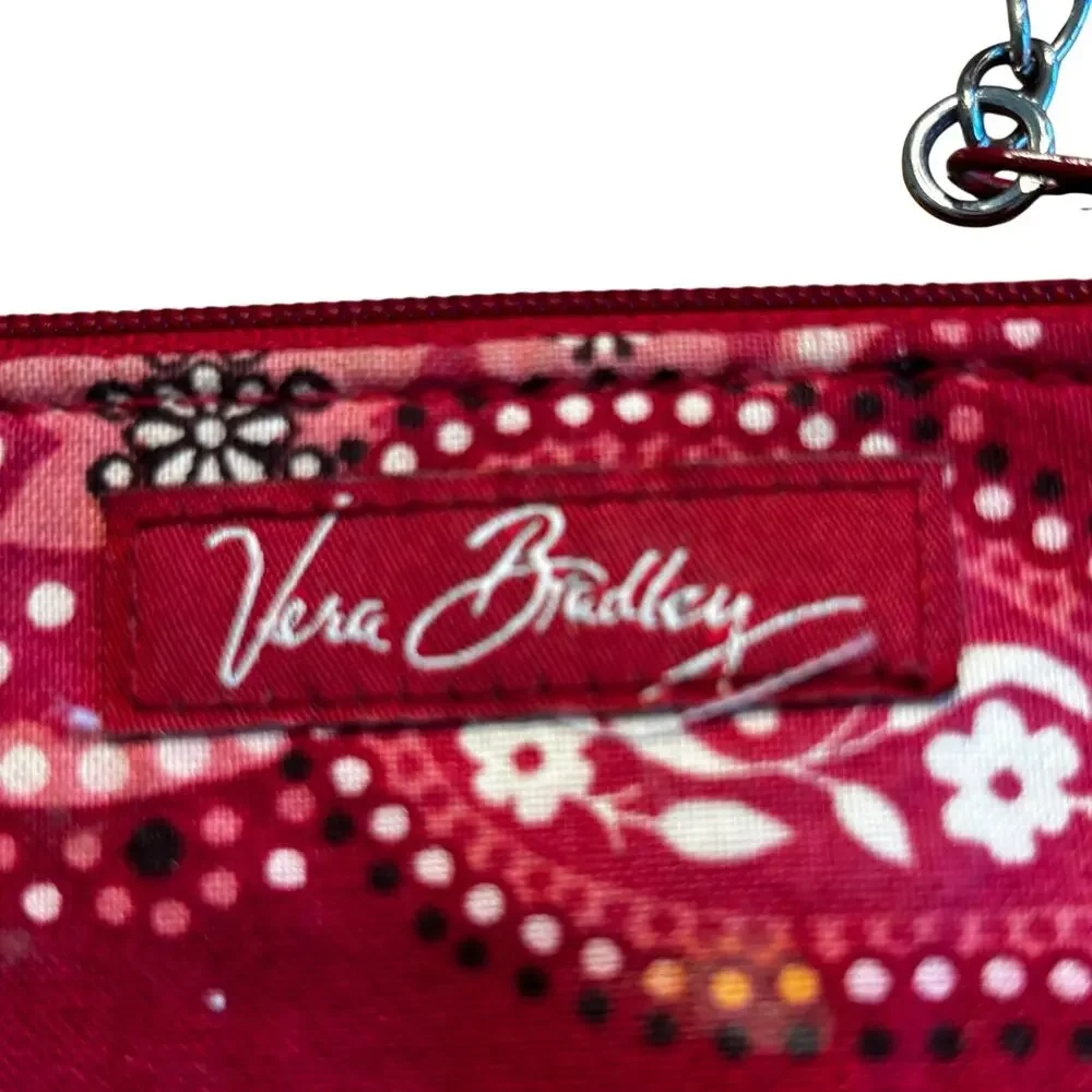 Vera Bradley red coin purse ID wallet Americana bandana print cotton fabric zip